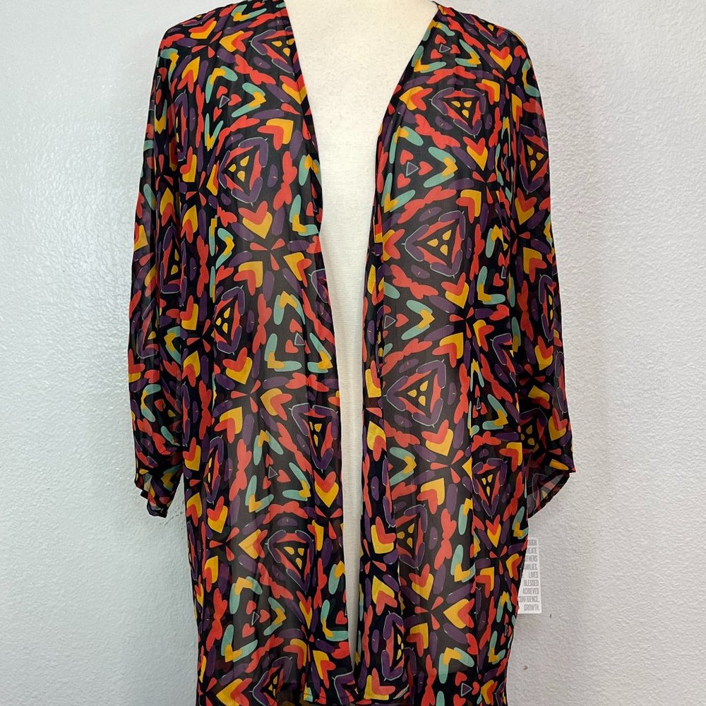 NWT WOMEN'S LULAROE LINDSAY OPEN FRONT HI LO LIGHTWEIGHT KIMONO JACKET SIZE L